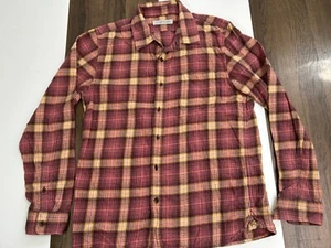 Outerknown Mens M Red Plaid Flannel Button Shirt 100% Organic Cotton - Picture 1 of 10
