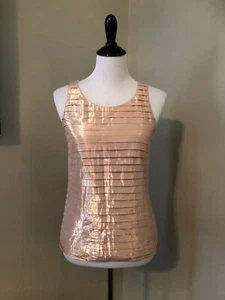 Canotta J CREW oro rosa Strati Shell a strati in cotone plissettato metallizzato taglia 0 - Foto 1 di 6