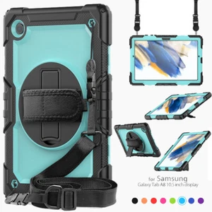 Rugged Armor Case For Samsung Galaxy Tab A8 10.5 2021 X200 X205 Hard Cover+Strap - Picture 1 of 30