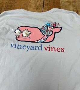 Vineyard Vines Pullover T-Shirt Youth (14) Size L White Logo 4th Of July - Picture 1 of 7