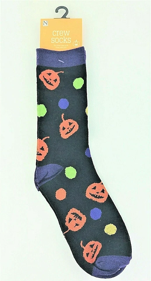 Mujer Lunares Calabaza (1) Par Divertidos Halloween Novedad Calcetines Crew Foto 1 de 4
