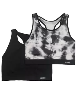 Justice Girls Black & White Tie Dye Athletic Sports Bra Bras Active Wear Size 38 - Picture 1 of 5