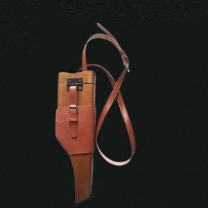 US Stock Wooden Holster Leather Slanted Shoulder Belt New for Germany C96 Mauser - Picture 1 of 7