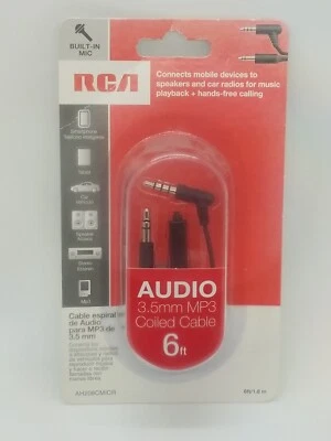 RCA Audio 3.5mm Coiled Cable w/Microphone 6 ft - 1.0 ea - Image 1 of 4
