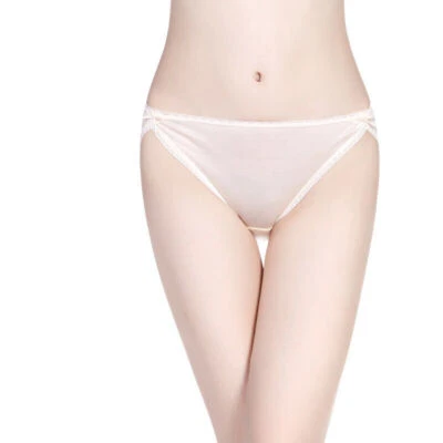 3 pares de ropa interior de seda morera para mujer calzoncillos finos de seda dama bragas pajarita Foto 1 de 4