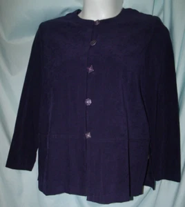 R&K Originals Solid Purple Collarless LS Faux Sueded Suit Jacket Size 14 (H3A) - Picture 1 of 4