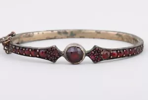 "Bonito brazalete antiguo victoriano de granate bohemio relleno de oro 6,75""" - Imagen 1 de 4