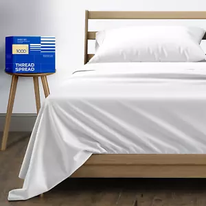 100% Pure Egyptian Cotton Sheets Twin XL Size - 1000 Thread Count 3 PC White Twi - Picture 1 of 7