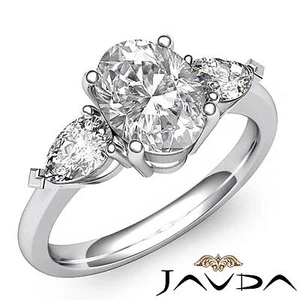 3 Stone Basket Style Women's Oval Diamond Engagement Ring GIA H Color SI1 1.5Ct - Picture 1 of 5