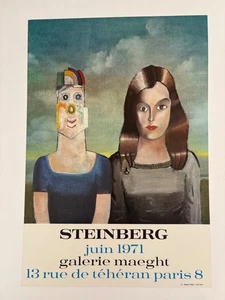 Vintage Saul Steinberg "Le Couple" 1971 Paris Exhibition Poster 28 3/4 x 19 5/8 - Picture 1 of 1