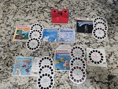 Rare Vintage GAF View-Master Red White w/Blue Handle Viewer With Picture Discs - Image 1 of 4