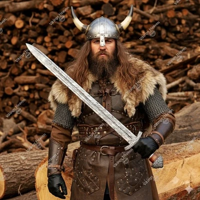 Espada vikinga de acero Damasco forjada a mano espada medieval espada antigua Foto 1 de 4