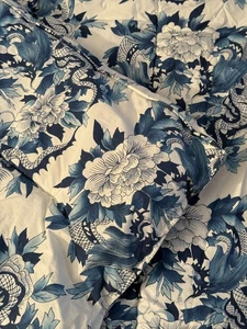 Ralph Lauren Full/Queen Bettdecke blau Blumenmuster Drachenmuster 100 % Baumwolle Bezug USA - Bild 1 von 9