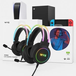 Gaming Headset 3.5mm with Microphone LED Light Headphone for PC PS4 PS5 Xbox one - Picture 1 of 20