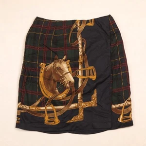 VTG NORTON MCNAUGHTON Women's Size 8 90s Horse Equestrian Print Skirt Tartan USA - Picture 1 of 8