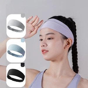 Ice silk Yoga Hair Bands Solid Color Elastic New Sports Headbands - Picture 1 of 12