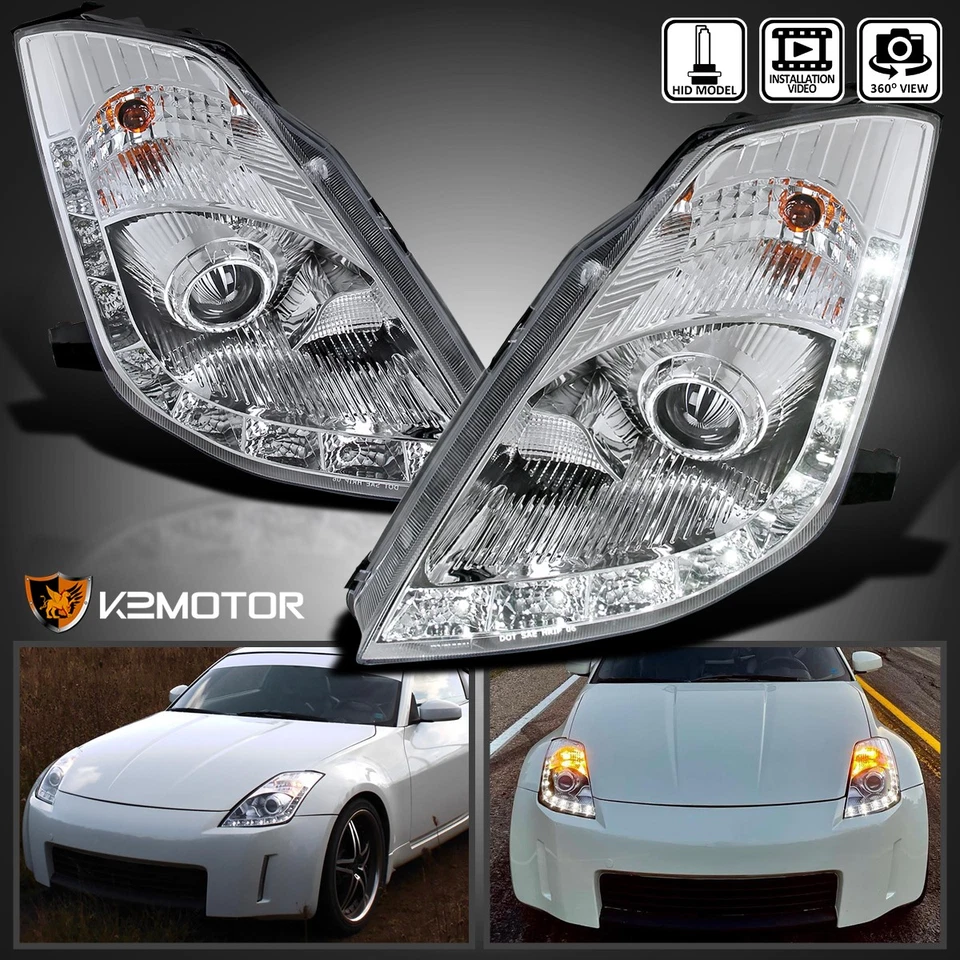 Clear Fits 2006-2009 350Z LED Strip Projector Headlights Lamps L+R 06 07 08 09 Foto 1 de 4
