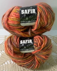Feza Safir Wool/Acrylic Yarn Lot Of 2 Orange/Brown/ Gold Marled Soft NewVintage - Picture 1 of 5
