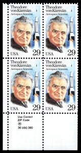 US Scott # 2699, Theodore Von Karman, USPS Block of (4) 1992 29¢ Stamps MNH - Picture 1 of 1