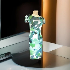 Per Una Floral Occasion Dress UK 14 Cotton Slim Fit Formal Wedding Guest - Picture 1 of 14