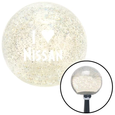 White I <3 for NISSAN Clear Metal Flake Shift Knob w/ M16x1.5 Insert Shifter - Image 1 of 4