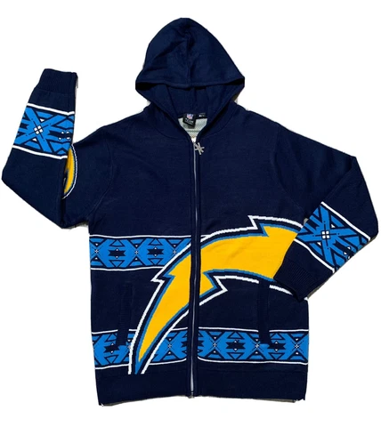 Los Angeles Chargers Sweater Full Zip Ugly Christmas Jacket NFL Football Large Cover