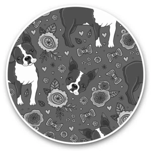2 x Vinyl Aufkleber 7,5 cm (BW) - Boston Terrier Hund Welpe Druck #37531 - Bild 1 von 9