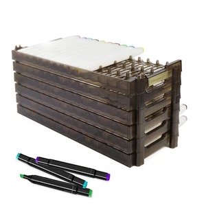 6Stk 15*6 dunkel braun Modell Schlitze Stifthalter Pen Rack Kunst Marker Stifte - Picture 1 of 8