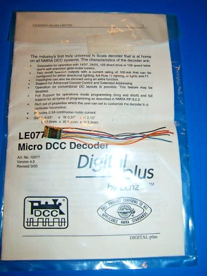 Lenz Digital LE077XF - NMRA DCC 2 Function Decoder - 0.5 Amp - Art No 10077 *NIB - Image 1 of 4