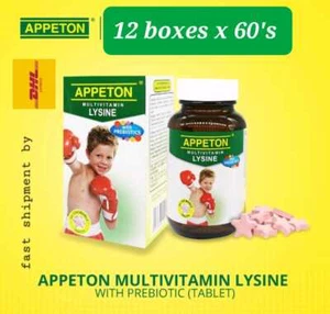Tabletas masticables multivitamínicas Apeton lisina con prebióticos 60 años 12 cajas - DHL - Imagen 1 de 6
