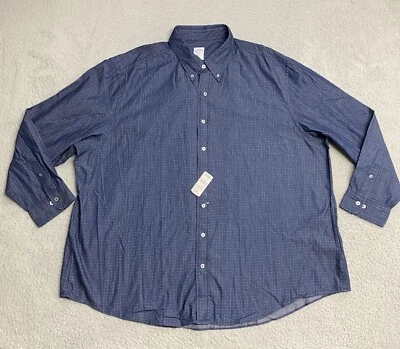 Brooks Brothers Shirt Mens 3XL Blue Geometric Button Down Chambray Regent 125$ - Image 1 of 4