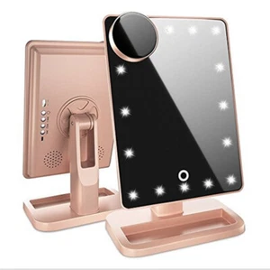 Touch Screen Makeup Mirror With 20 LED Light Bluetooth Music Speaker 10X Magnify - Picture 1 of 9