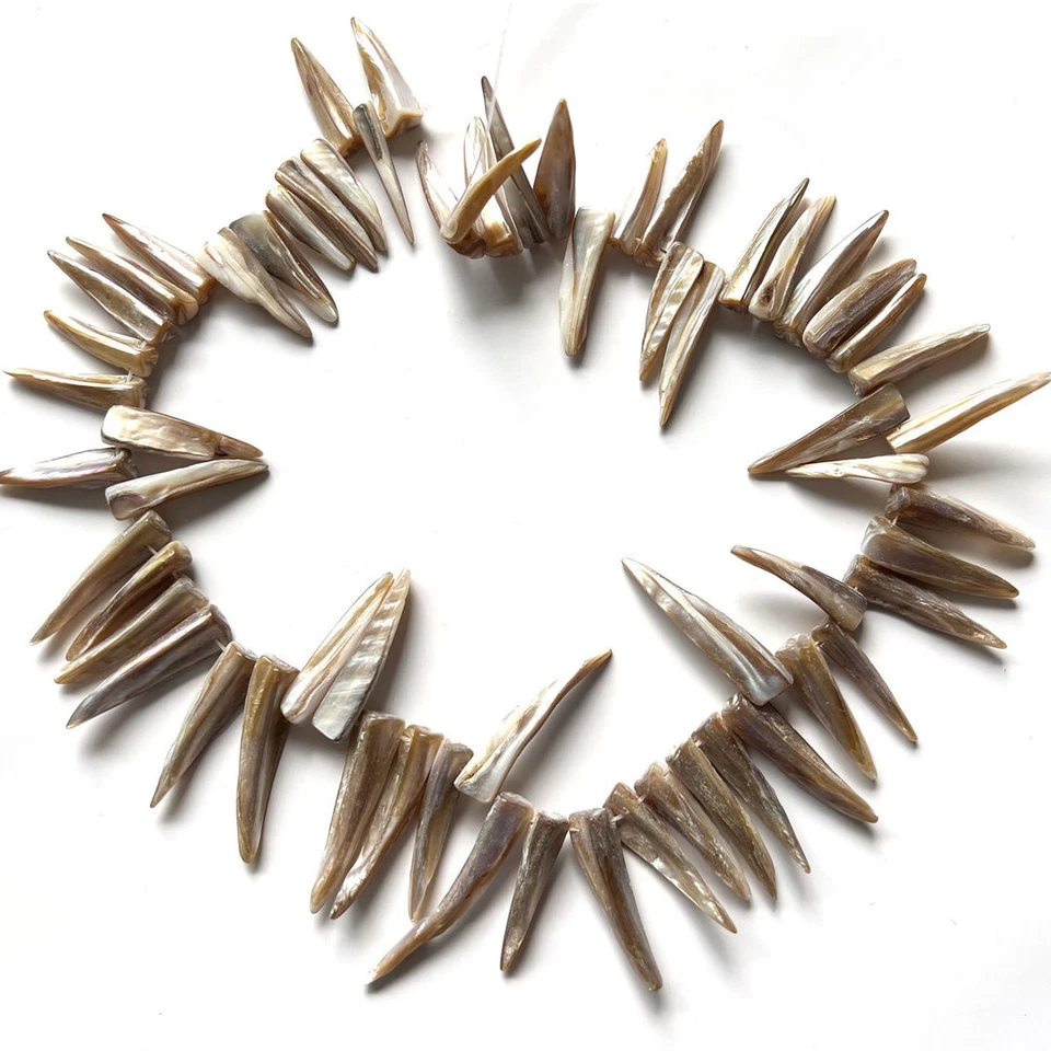 W5-16 - 30 MM PERLMUTT ZÄHNE STRANG NATURFARBEN - Bild 1 von 1