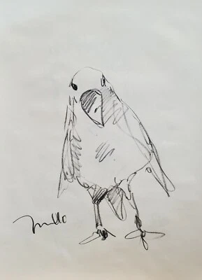 JOSE TRUJILLO - Dibujo Original Carbón sobre Papel 18X24 Pájaro Firmado Certificado de Autenticidad Foto 1 de 4