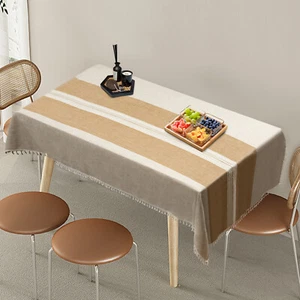 Rectangle Table Cloths Reusable Rustic Tablecloth Polyester Table Cover 3*1.4m - Picture 1 of 10