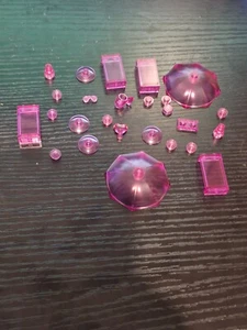Lego Transparent Dark Pink Various Pieces (Inc Umbrellas, Mug etc) 27 Pieces - Picture 1 of 1