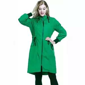 ELESOL Women's Rain Jacket Waterproof Lightweight Long Raincoat Green Size S - Picture 1 of 12