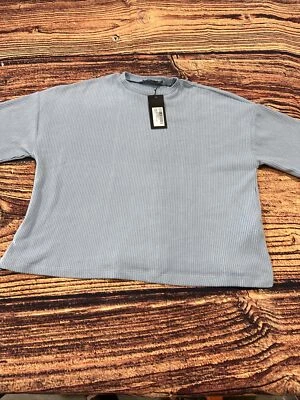 NASTY GAL 女式拉丝罗纹大码 T 恤 4 码 - 婴儿蓝色 — 第 1/4 张图片