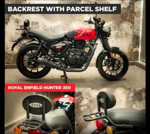 "BACKREST WITH PARCEL SHELF MILD STEEL" FIT FOR ROYAL ENFIELD HUNTER 350 - Picture 1 of 6