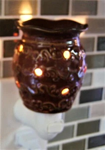 Scentsy Roma Mini Scented Wax Candle Melter Nightlight Brown Retired - Picture 1 of 4