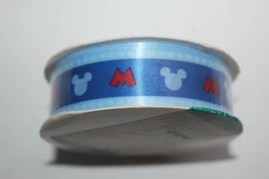 4 Yds Disney Mickey Mouse Ears Blue Satin Ribbon 7/8"W New - Picture 1 of 5