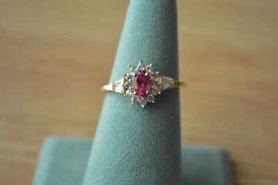 1.15ct Premium Ouro Fino Rubellite / Zircon Ring 14k YG over Fine Silver Sz 8 - Image 1 of 4