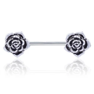 Pair Stainless Steel Nipple Rings Shield Tongue Barbell CZ Piercing for Women - Picture 1 of 27