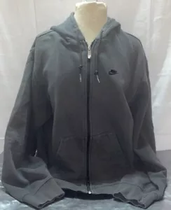 Nike Hoodie Mens Medium Grey Zip Up Hooded Sweatshirt Club Fleece Sportswear - Picture 1 of 8