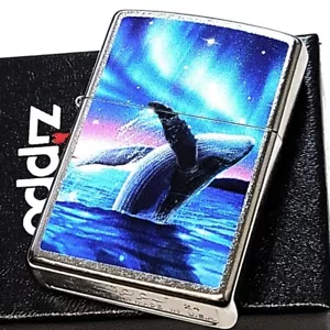 Accendino Zippo Whale Design Street cromato usato finitura argento lavorazione unilaterale - Foto 1 di 5