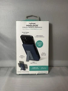 myCharge Maglock 3k 3000mAh/12W Wireless Charger + USB-C Power Bank - Blue - Picture 1 of 4