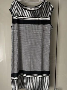 Max Studio Sleeveless Shift Dress Size XL Black & White Geometric Print Stretch - Picture 1 of 11