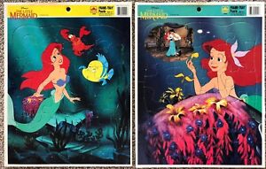Vintage Collectible The Little Mermaid Disney Frame-Tray Puzzle Lot Of 2 Golden
