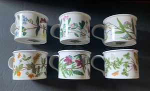 VTG 6 Portmeirion Botanic Garden Floral Drum Coffee Tea Cups Different Patterns - Picture 1 of 17