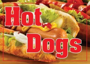 Hot Dogs | Retail Window Display Sign | 24"W x 18"H - Picture 1 of 2